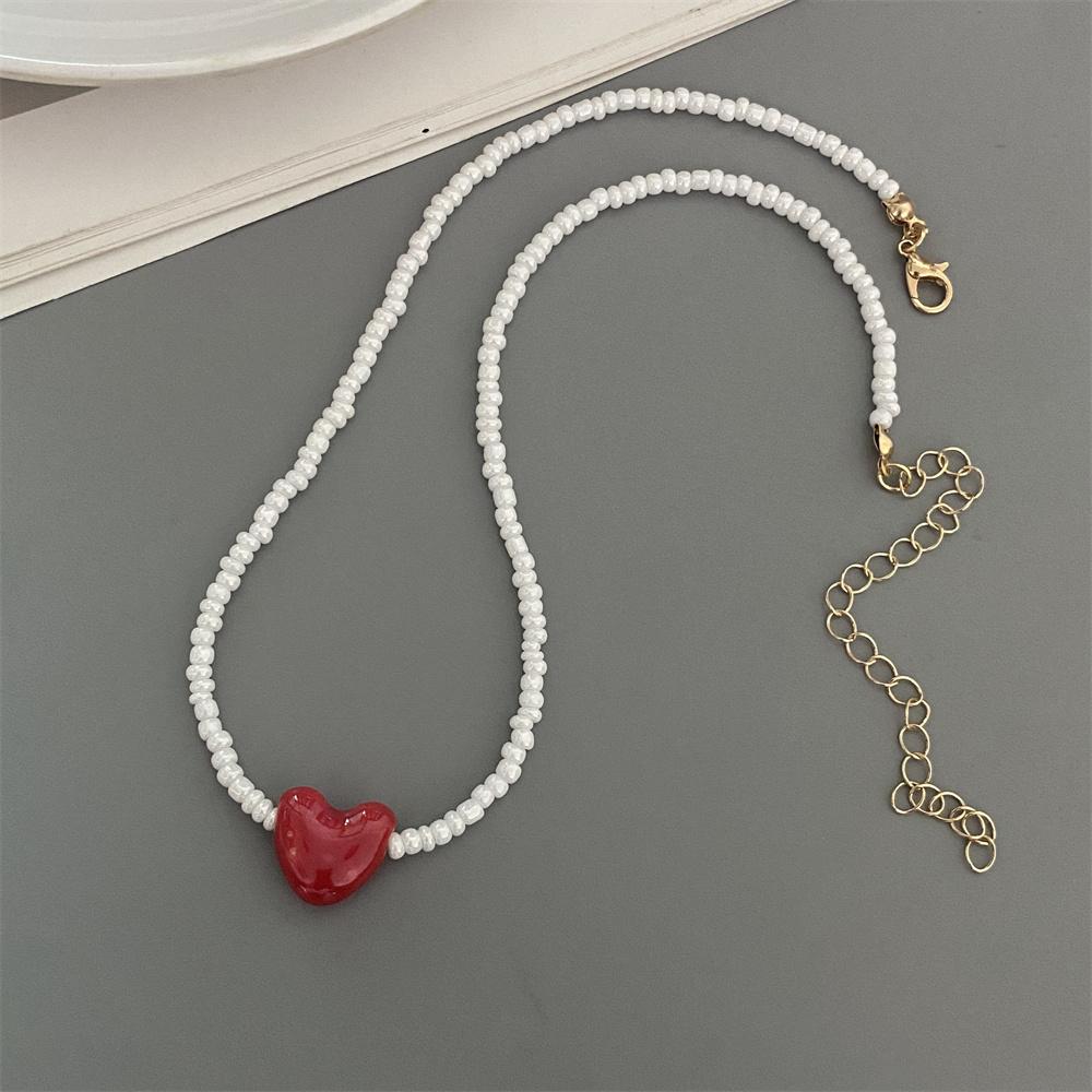Korean Fashion Ceramics Love Heart Choker Necklace for Women Girl Colorful New Fashion Neck Jewelry