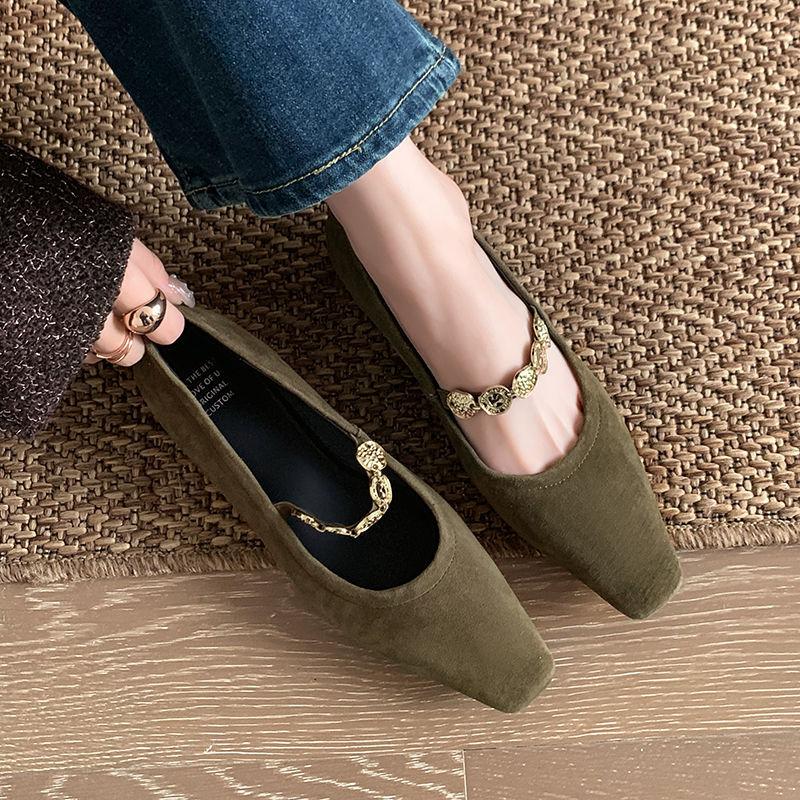 

Factory direct supply, square head matte badge elastic Mary Jane shoes women s French retro thick low-heeled single shoes 40