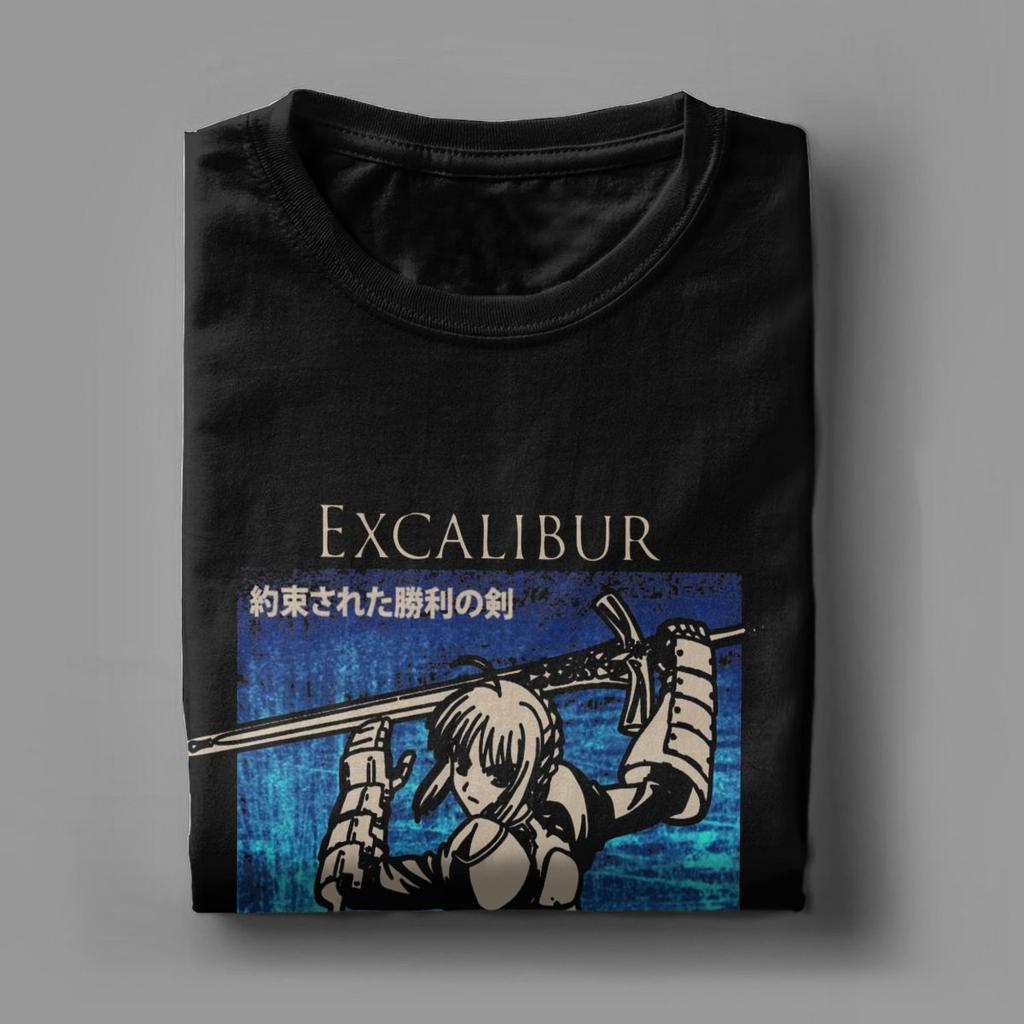 Men's Saber Excalibur Fate Grand Order T Shirts Cotton Clothing Casual Short Sleeve Round Collar Tees Plus Size T-Shirts