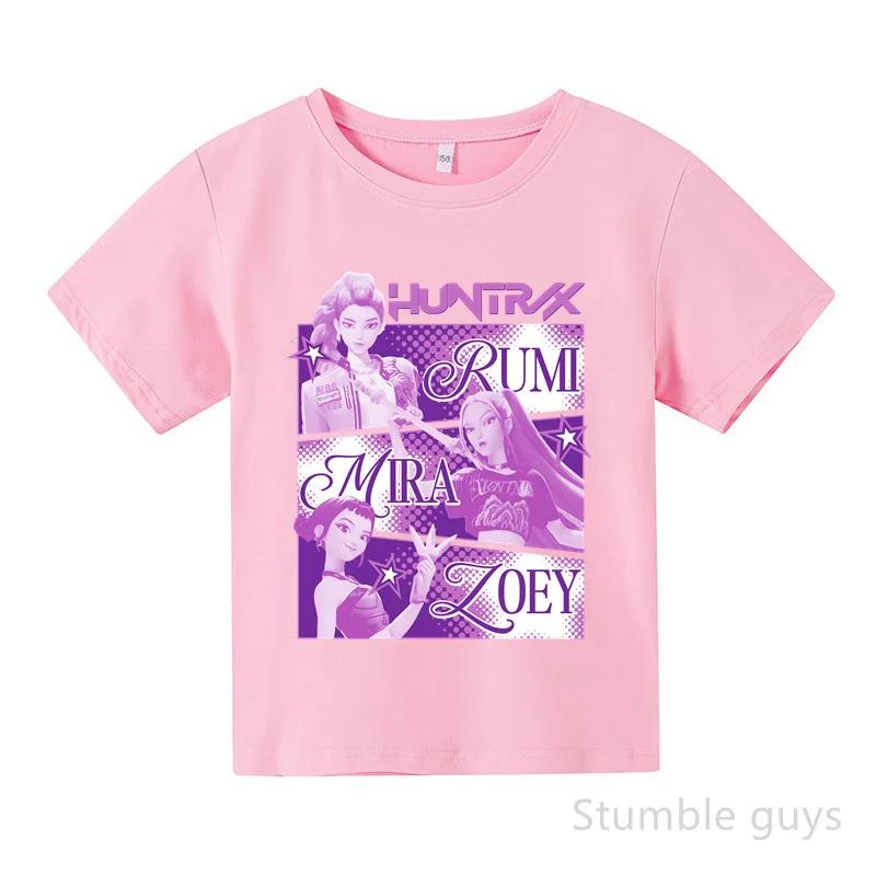 Kids Summer KPop Demon Hunters T-shirt Huntrix Anime Tshirt Boys Clothes Girls