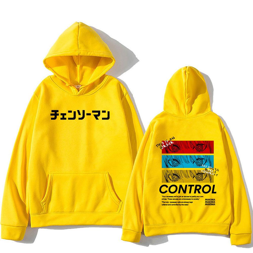 Chainsaw Man Manga Kontroll Makima Hoodie Män Tryck Harajuku