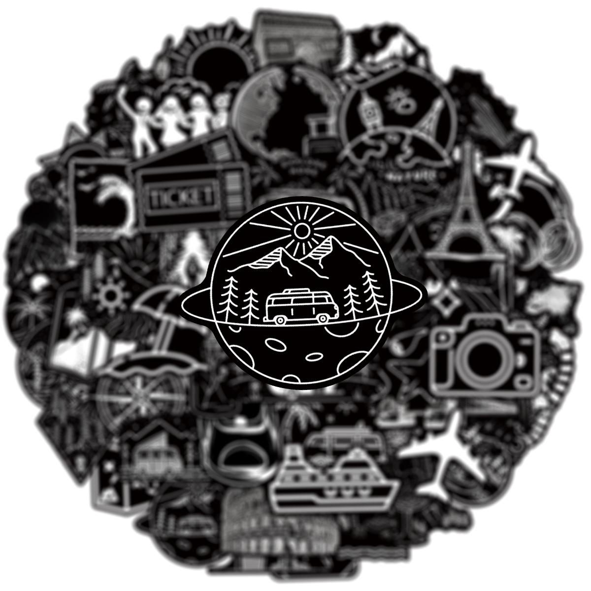 

50PCS Black & White Outdoor Travel Cool Graffiti Stickers Decorative Phone Tablets Luggage Waterproof Sticker