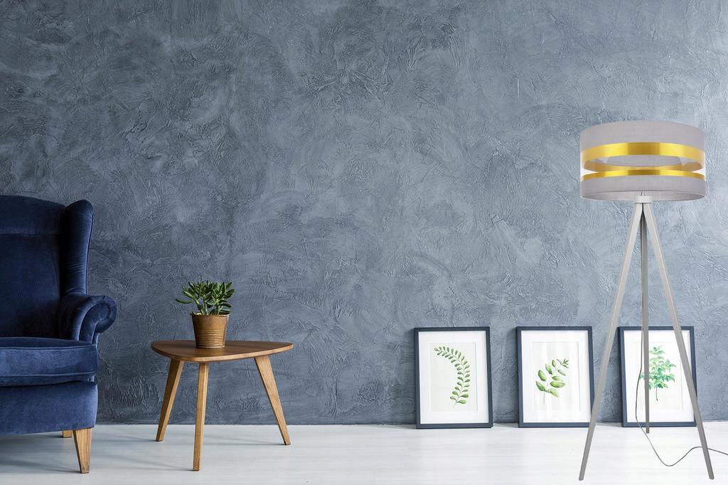 Modern Golden Tripod Floor Lamp With Led Lampshade