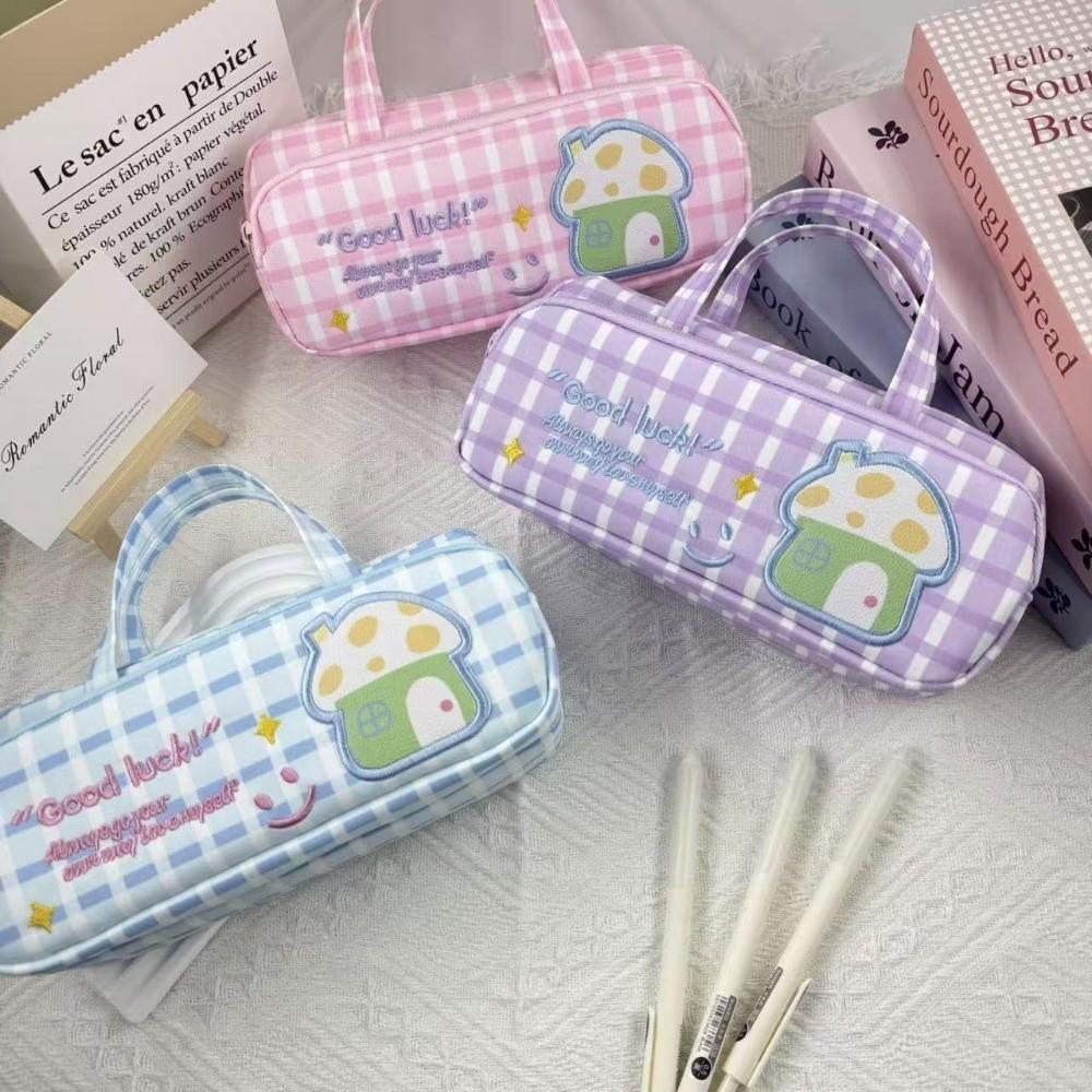 New Cute Design Stationery Pouch House Pattern Embroidery Style Pencil Case Large Capacity Stationery Bag School Use