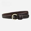 Women's Hand-woven Thin Belt Round Alloy Buckle Dress Belt Trendy Decorative Belt Women