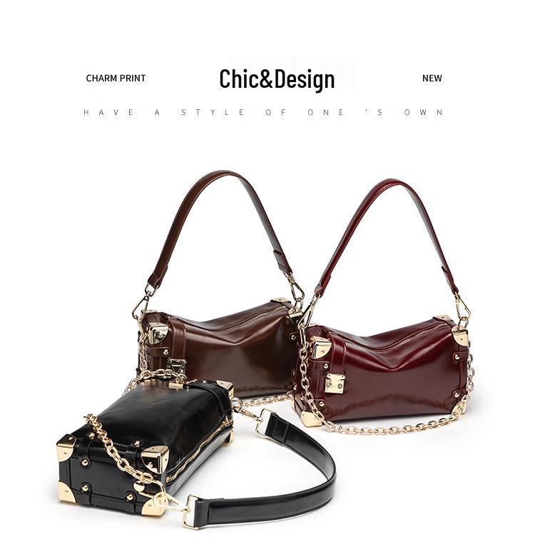 Women's Retro High-End Soft Leather Box Bag - New 2024 Autumn/Winter Crossbody & Shoulder Bag