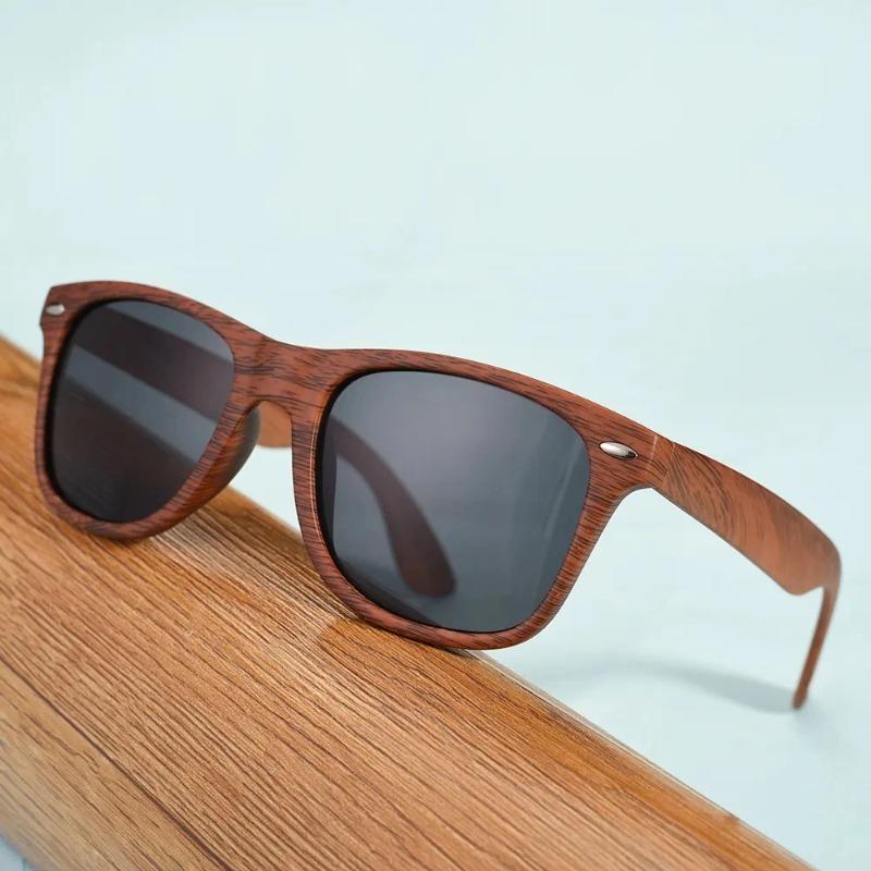 Nicht polarisierte Kunststoff Holz Bambus Sonnenbrille Herren Damen Klassische Mode Vintage Fahrsonnenbrille Schwarz Angelbrille