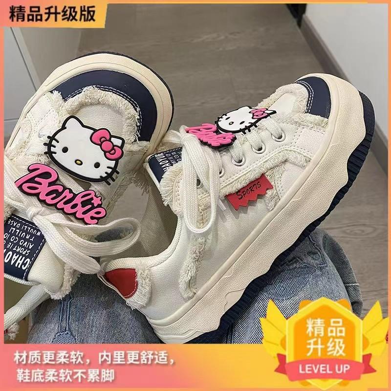 Guochao Niche Original Kitty Cat Big Head Shoes Women's Shoes 2025 New Spring and Autumn Platform Versatile White Shoes Children