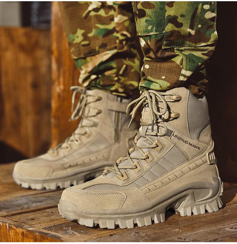 Men's Waterproof High-Top Outdoor Military Boots - Non-Slip, Wear-Resistant, Comfortable Combat Boots
