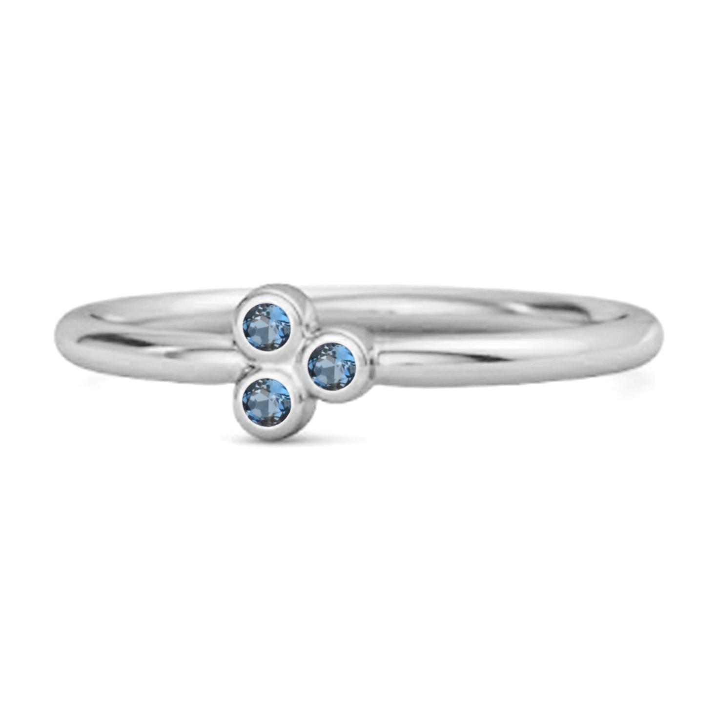 London Blue Topaz Triple Bezel Cluster Ring - 925 Sterling Silver 7.5