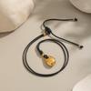  Minimalist Geometric Pendant Leather Cord Necklace High Quality PVD Plated Stainless Steel Collar Popular Jewelry Daily