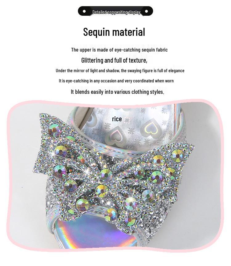 2025 New Summer Girls' Princess Sandals - Soft Sole Butterfly Crystal High Heels for Kids