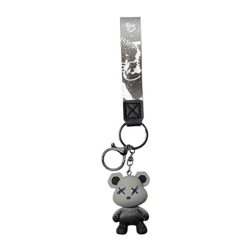 Starry Sky Bear Keychain: Cute Silicone Figurine for Car, Backpack, or Couples