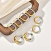 18K Gold Plated Two Tone Earrings for Women, Stainless Steel Earrings, Chunky Thick Dangle Earring Statement Jewelry