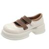 French Mary Jane Women's Shoes Autumn Leather Shoes Casual Non-slip Thick Soled White High Heel Shoes Zapatos Mujer 2025