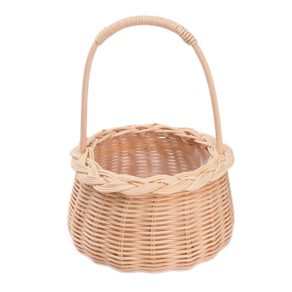 Wicker Flower Basket Small Woven Basket with Handle for Home Wedding Decor Picnic Camping B17 Brown