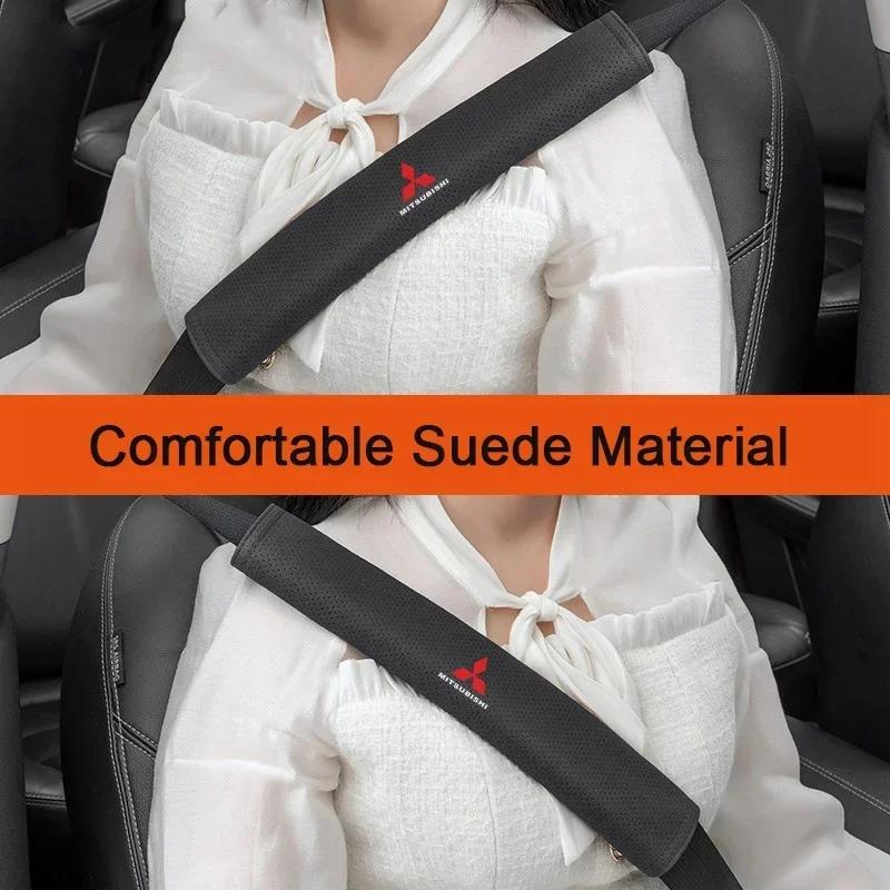 2PCS Suede Car Seat Belt Protection Cover for Mitsubishi Ralliart ASX OTO Lancer9 Colt V33 Cordia Pajero Outlander Eclipse UYE2