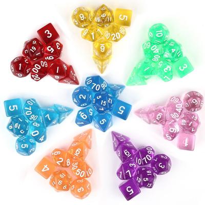 Transparent Multi-Sided Dice Set – Numbered, 7-Piece Set Available In Large Quantities