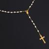 White Oval Pearl Rosary Necklace For Women Catholic Religious Crucifix Cross Pendant Gold Silver Color Chain Men Prayer Jewelry