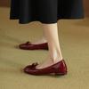 Retro bow square head shallow mouth flat bottom low heel single shoes 2025 spring and autumn Doudou shoes women's shoes wedding shoes four seasons