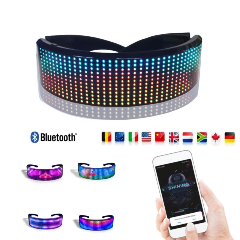 Led Party Glasses Multilingual USB Charge Led Flashing Luminous Eyewear Christmas Concert Birthday Party Holiday Glow Sunglasses