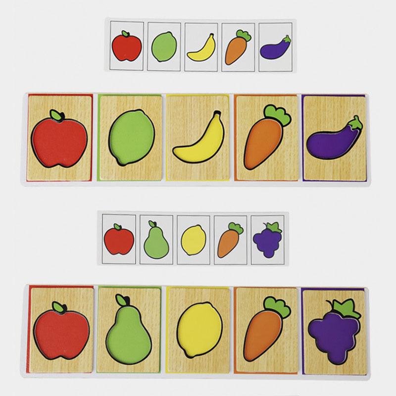 Wooden Montessori Early Education Fruit Vegetable Pairing Puzzle Kids Color Recognition Game Educational Toys For Children