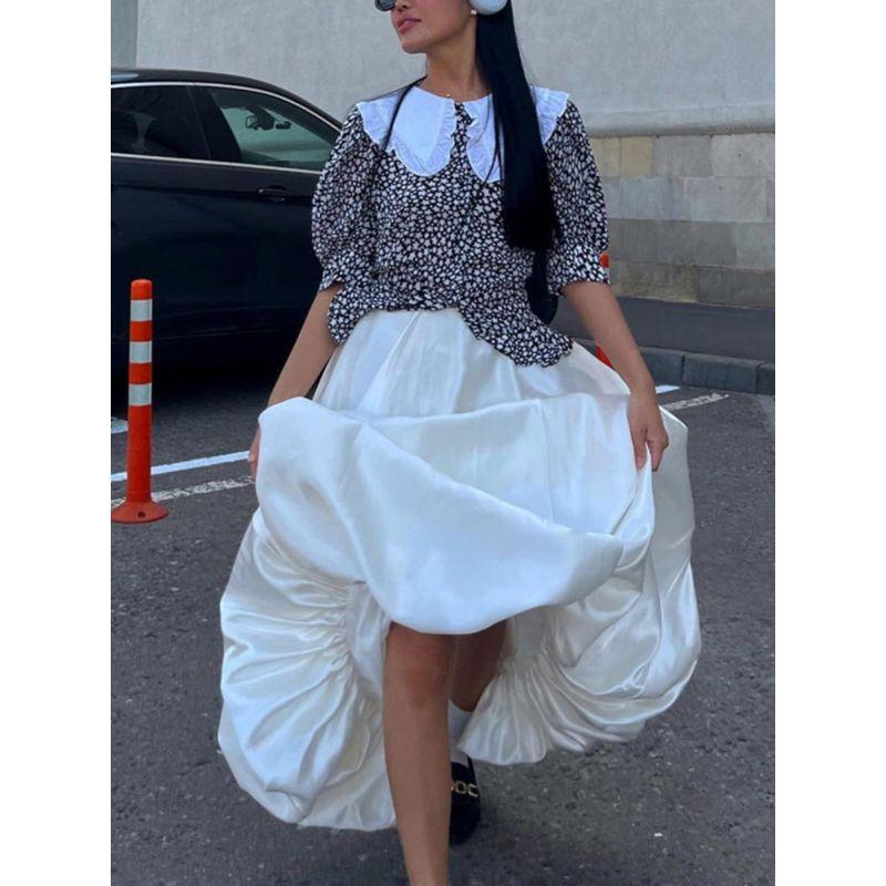 Western Style Spring New Balloon Skirt Fashion Casual Simplicity Solid All-Match High Waist Pettiskirt Skirt