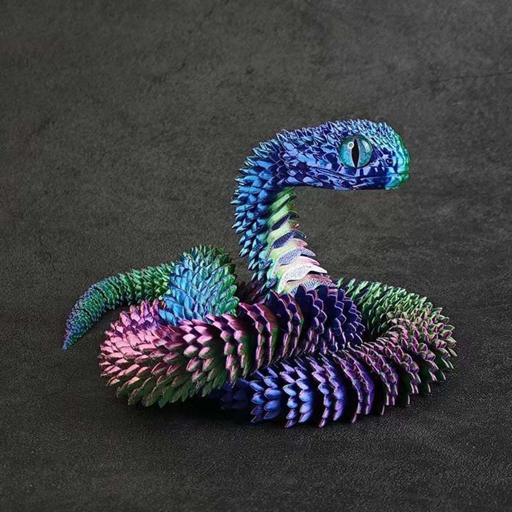 3D Printed Articulated Mini Snake Dragon Like Movable Simulation Snake Modle Figures Rotatable Decor Kid Adult Toy 30/40cm Gift