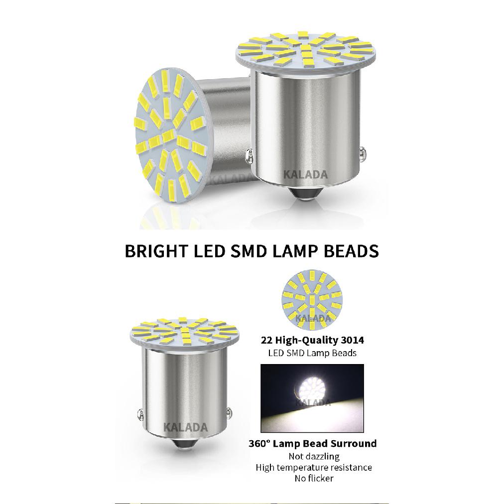 10pcs 24V LED Car Light 1156 BA15S 1157 BAY15D Lighting 22*3014SMD For Truck BUS DRL Daytime Running Bulb Tail Signal Lamp WhiteTurn Signal 2