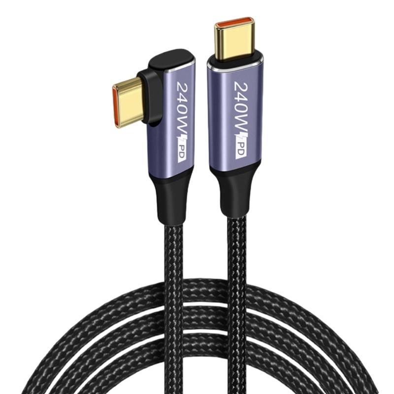 

Type-C to Type-C PD240W Fast Charging Cable with Stable EMAKER Chip 480Mbps Data Transfer Straight/Curved Head Nylon Cord