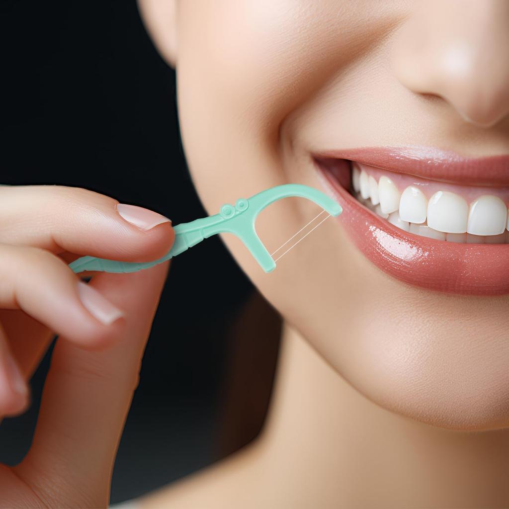 Himgy Twin Line Floss Picks, 614 Carat, Refillable, Shred-Resistant Floss, Mint Scent, with Travel Case