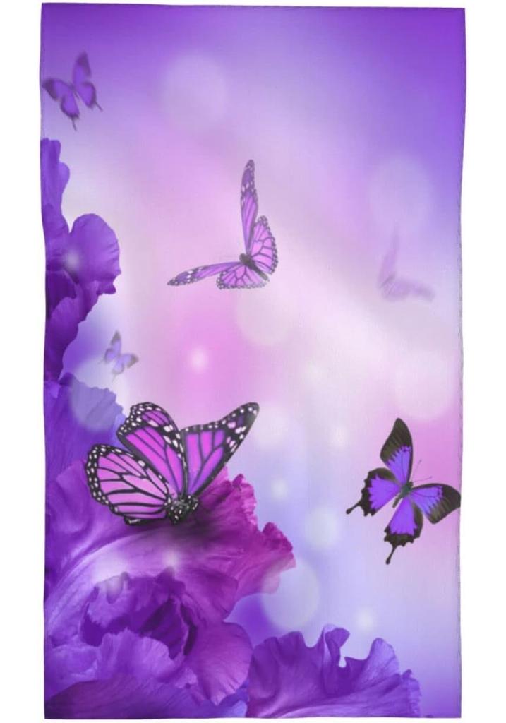 Butterfly And Flowers Bath Towel Soft Quick Dry Beach Towel Absorbent Hand Towels Multipurpose for Bathroom Hotel Gym Spa Sport