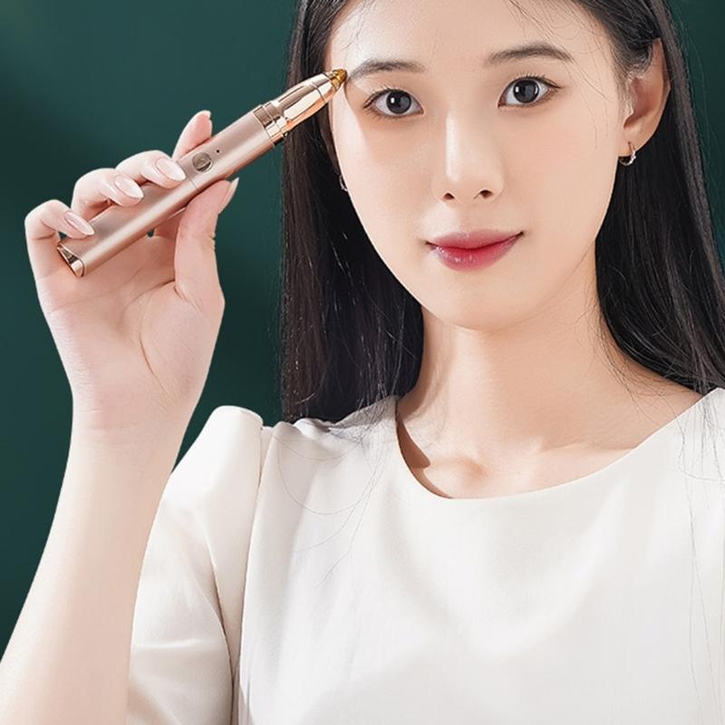 2 in 1 Beauty Tool Convenient Ladies' Electric Eyebrow Shaping Tool Heating Eyelash Curler Delicate Face Hair Trimmer