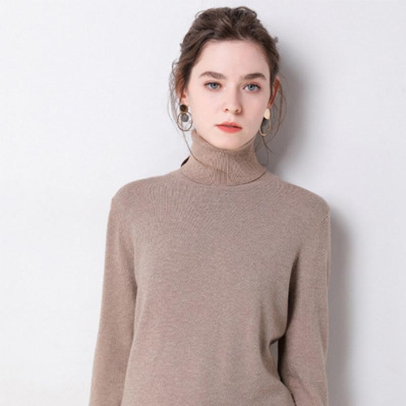 

Осенне-зимний топ, однотонный пуловер для женщин, толстая вязаная женская водолазка, женский свитер оверсайз, вязаный свитер, пуловер, свитер S верблюд