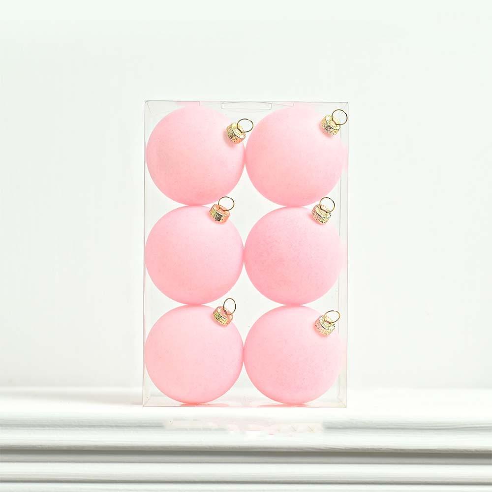 6pcs 6cm Flocked Christmas Ball Pendant Shatterproof Merry Christmas Decor  Hotel Mall