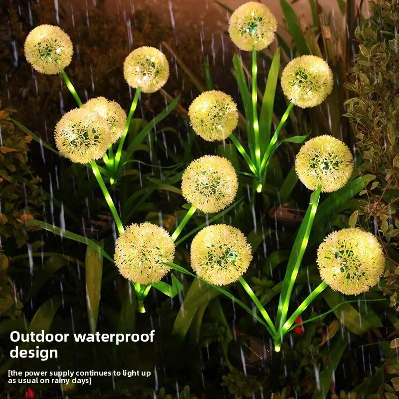 Luz solar de diente de león para jardín, lámpara LED impermeable para patio y decoración exterior
