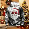Men's Long Sleeve Hooded Sweatshirt with Christmas Graphic Print, Casual Pullover for Holiday and Winter Wear