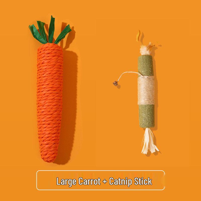 Durable Chewable Cat and Dog Toy: Self-Teasing Carrot Stick for Boredom Relief