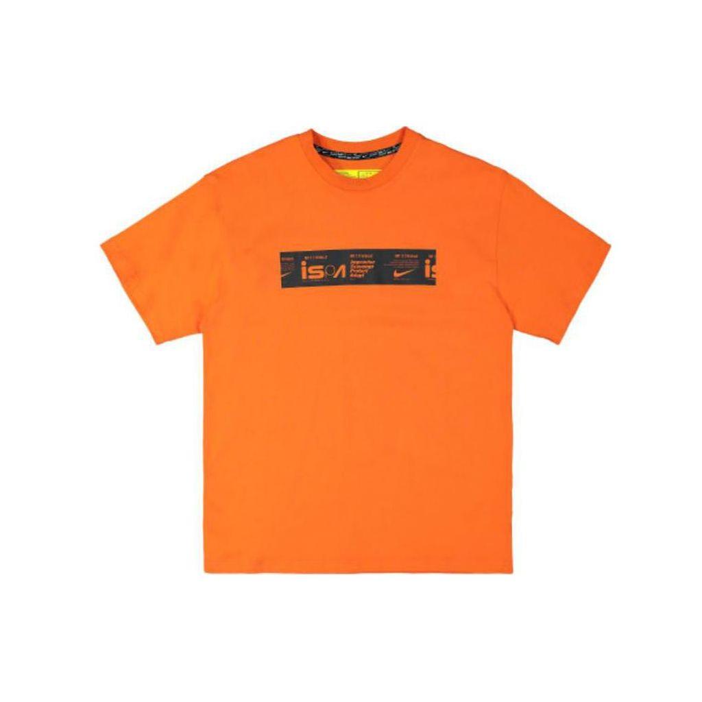 Nike ISPA Series Simple Letter Logo Print Casual Round Neck Short Sleeve T-Shirt Men Tops Orange DV0687-817