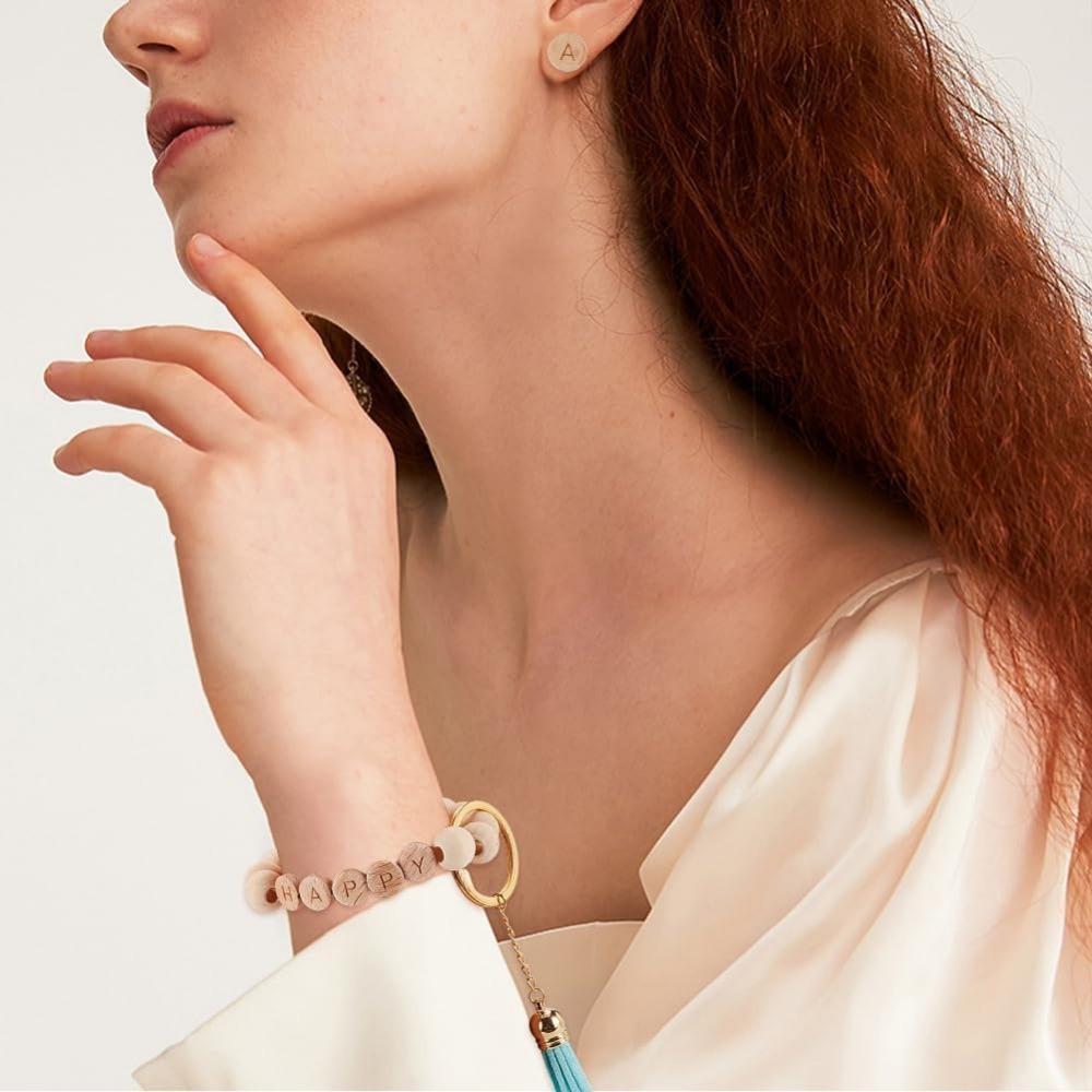 20/40/60pcs 10mm Letter Wooden Beads Round Flat Letter Beads Natural Beech Flat Wooden Beads with 1.6mm Hole Pine Beads, Jewelry Making and DIY Crafts