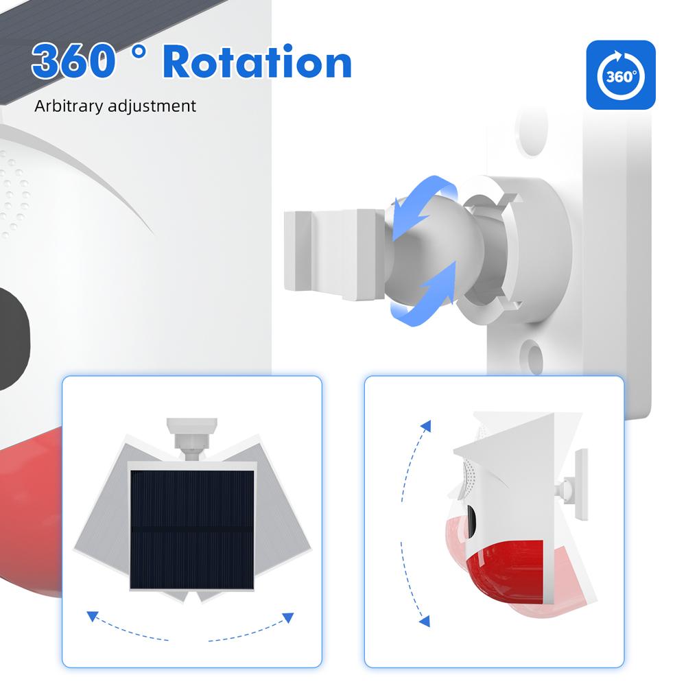 Wireless RF433 Outdoor Solar Light Annunciator Infrared 120dB Sound Alarm Apparatus 110° Adjustable