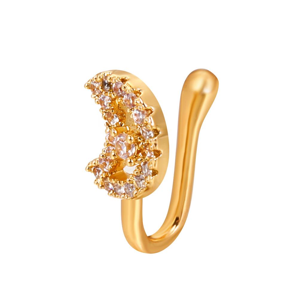 Non Perforated U-Shaped Nose Clip Copper Inlaid Zircon Star Shaped Heart Crown Nose Ring Nose Decoration Puncture Decoration