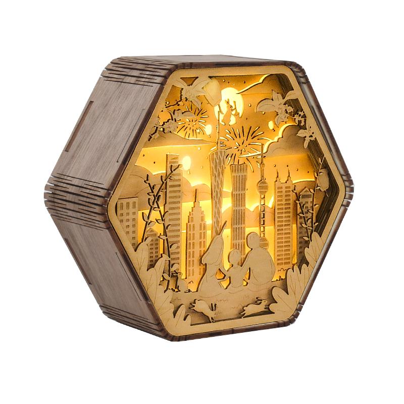 3D Led Night Light Modern Wood Table Lamp 3D Hollow Carving Wood Light Bedroom Night Lamp For Children Desktop Decor Lamp Gift