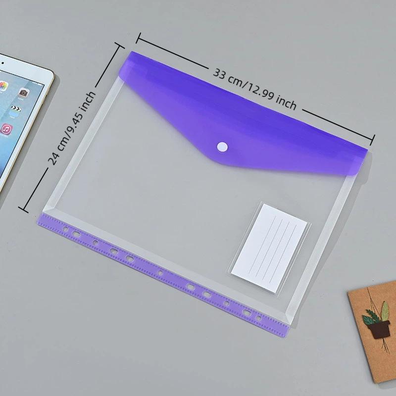 6/12 Packs A4 Expandable Folders Plastic Envelopes Binder Folders ,Binder Pocket Organizer Folders, For School Office Home