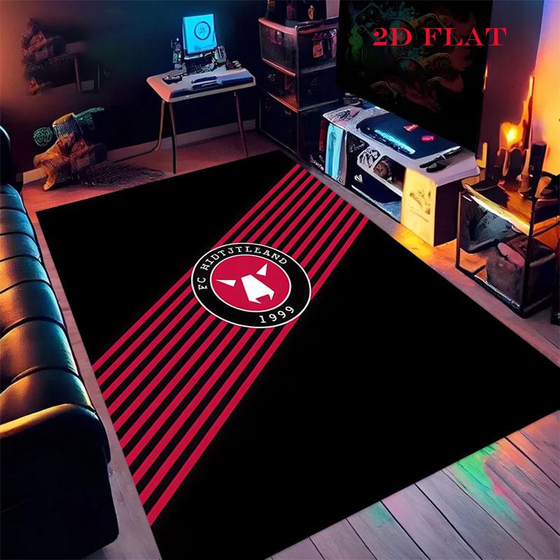 FC Midtjylland Logo Carpet Rug for Living Room Bedroom Home Sofa Decoration,Kids Play Nonslip Floor Mat