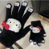 Miffy Rabbit sea salt blue bone girly gloves, cute plush and faux mink, warm split-finger gloves for women