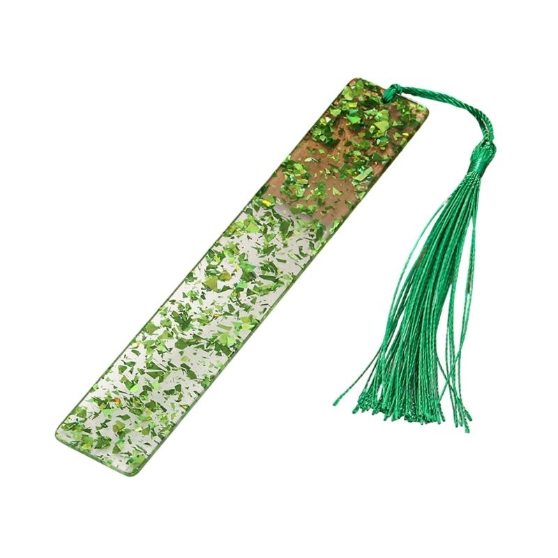 

Decorative Bookmarks with Tassels Acrylic Bookmarks Rectangular Bookmarks Creative Page Marker Reading Supplies 1 зелений