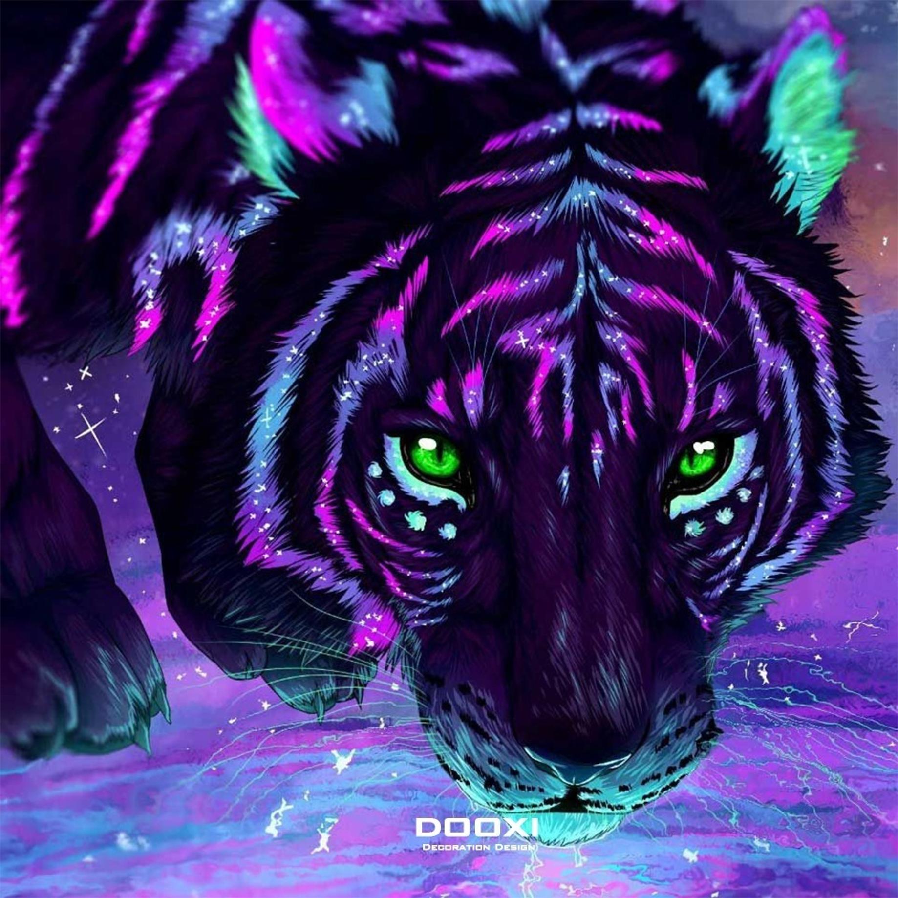 

Алмазная неоновая мозайка 5D Тигр 40×40см 20*20CM