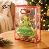 Small Dessert Packaging for Christmas Gift Bags with Handles, Reusable Clear PP Treat Festive Elk Pattern Candy Apples Cookies, Holiday Party