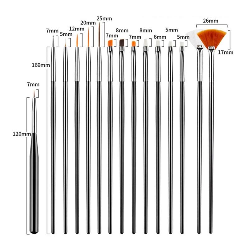 Convenient Nail Art Tool 15Pcs Brush And Dotting Set For Creative Gel Nail Designs Nail Painting Tools